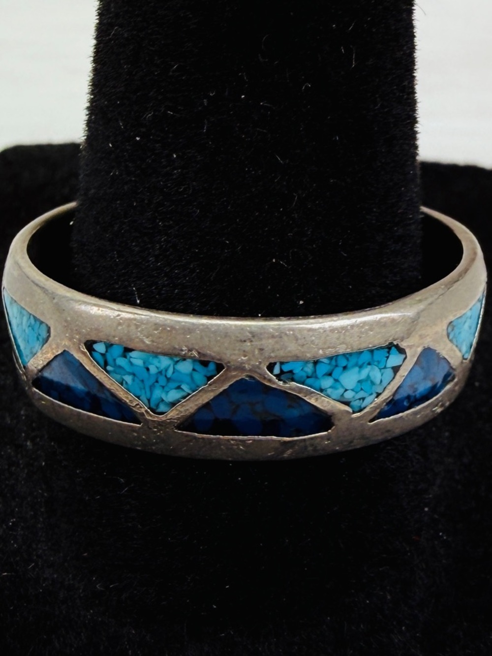 Vintage unisex size 11 1/4 southwestern silvertone blue ring